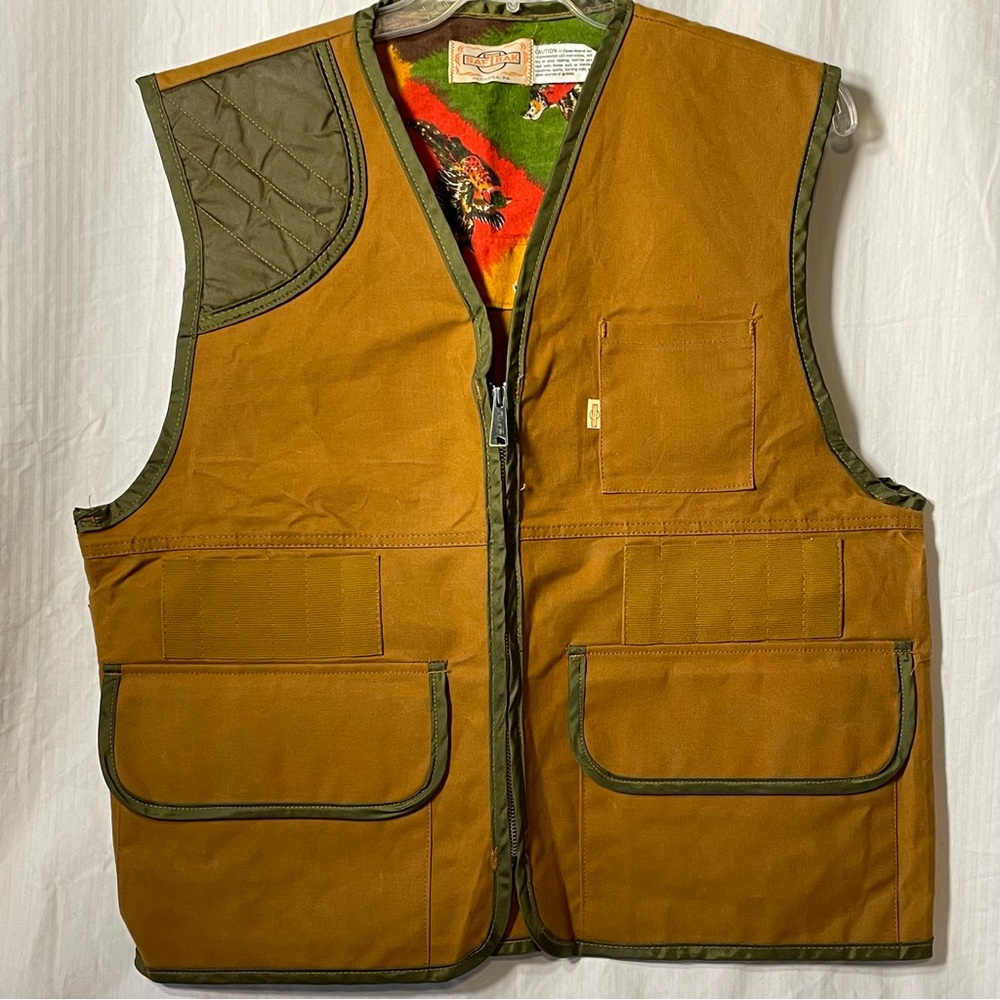 Vintage Brown and Green Quilted hunting Vest
